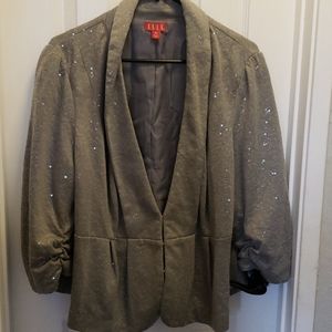 Sparkly sequined gray blazer. Elle. 18W